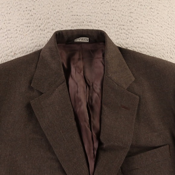 Jos A Bank Jacket M 40R Brown Houndstooth 100% Wool Cashmere Blazer Sport Coat - Picture 2 of 16